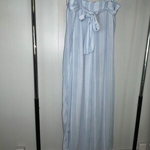 Torrid light blue white palazzo pull on pants Sz 1 half lined belt pockets New